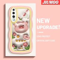 JIUMOO เคสสำหรับ Huawei P30 P30 Pro P30 Lite เคสลายการ์ตูนดอกไม้3D ดีไซน์ใหม่ขอบคลื่นคอลอร์เคสกันกระแทกแบบใสนิ่มเคสมือถือโปร่งใสลายกล้องถ่ายรูปที่สร้างสรรค์เคสป้องกันซิลิกาเจล