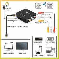 PNQFDS ตัวแปลงสวิตช์1080P/720P ทนทานแปลงวิดีโอขนาดเล็ก HDMI ถึง AV กล่องแปลงวิดีโอรองรับ HDMI แปลงเป็น RCA NTSC PAL