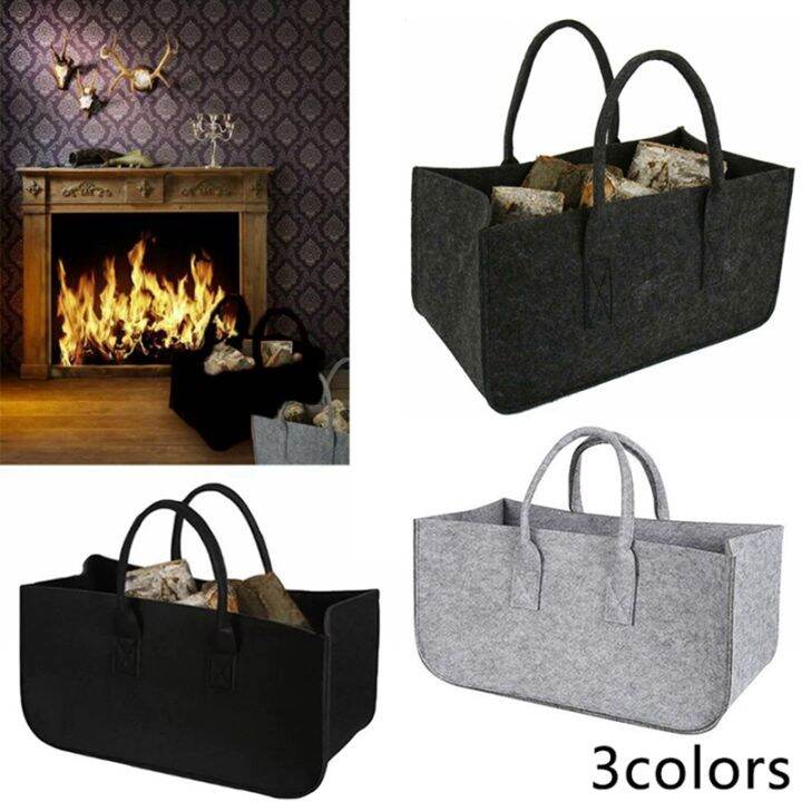 1-piece-stylish-storage-bag-newspaper-picnic-clothes-felt-firewood-basket-accessory-decoration-dark-gray