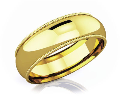 แหวนหมั้นทอง 18K แบบเกลี้ยง 6 mm Milgrain Edge Romantic Classic