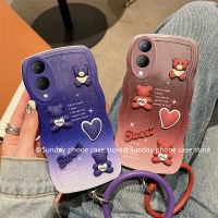 ใหม่ เคส Phone Case VIVO Y17s V29 Pro V29e 5G 4G เคส น่ารักการ์ตูนตุ๊กตาหมีสีม่วงแฟชั่นเทรนด์ เคสโทรศัพท์ ไอเดียการไล่ระดับสีเป็นลอนใหญ่กันกระแทก2023