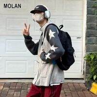 MOLAN เสื้อแจ็กเก็ตมีซิปมีฤดูใบไม้ร่วงและฤดูหนาวคาร์ดิแกนใส่สบายสูงแนววินเทจเสื้อกันหนาวทรงหลวมๆแนวดิ่ง