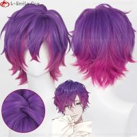 Uki Violeta Wig Vtuber NOCTYX Short 30Cm Anime Cosplay Wig Hair Heat Resistant Synthetic Party Role Play Wigs + Wig Cap