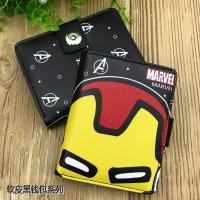 Iron Mans Spidermans Men Women Cartoon Wallets Zipper Wallet Magnet Creative Black Soft Leather Wallet Teenager