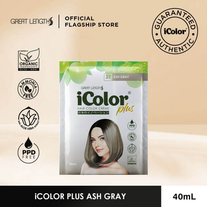 iColor Plus Hair Color Crème Ash Gray 40ml Sachet Lazada PH