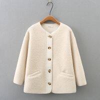 Big Size XL-4XL Womens Round Neck Autumn Winter New Jackets Oversized Patchwork Female Outerwear