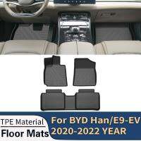 Tototyotraa Priussss สำหรับ BYD Han/E9-EV 2020-2022เสื่อปูพื้นรถยนต์อัตโนมัติสำหรับทุกสภาพอากาศ TPE ผ้าเช็ดเท้าไม่มีกลิ่นแผ่นรองถาดอุปกรณ์ตกแต่งภายใน