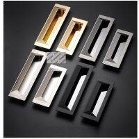 4Pcs Zinc Alloy Recessed Finger Pull Futniture Cabinet Cupboard Closet Sliding Door Brushed Gold Nickel Grey Matte Black