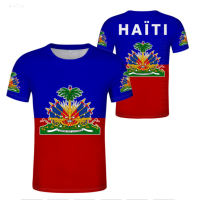 2023 NEW Flag of Haiti French Words Haitian Republic Fashion And Interesting Heidi Flag T-shirt National Emblem T-shirt fashion t-shirt