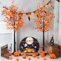 hot seller themed luminous maple bar decoration hotel venue background layout pumpkin package pile head ornaments