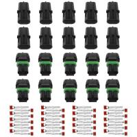 320Pcs 20 Kits Waterproof Car Electrical Wire Connector Terminals Plug Kit 1/2/3/4/6/Male Female Pin Small Plug Water Resistant