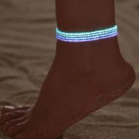 4 Pcs/Set Luminous Anklets For Women Fashion Simple Colorful Beads Glowing Elastic Ankle Chain On Foot Bracelet Summer Jewelry