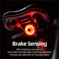 №┇⊙ ZK30 Cycling Taillight Bicycle Smart Auto Brake Sensing Light IPx6 Waterproof Charging Bike Rear Light MTB Bicycle Bike Light