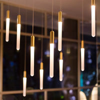 Stair Chandelier Modern Gold Duplex Building Indoor Deco Living Room Ceiling Chandeliers Dining Room Pendant Lamp LED line light