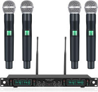 Wireless Microphone System, Phenyx Pro 4-Channel UHF Cordless Mic Set With Four Handheld Mics, All Metal Build, Fixed Frequency, Long Range 260ft, Ideal for Church,Karaoke,Weddings, Events (PTU-5000A) 5000A - Freq Group 1