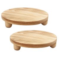 2 Pack 10 Inch Wood Plant Stands Round Pot Flower Pedestal Riser Holder for Indoor Outdoor Display