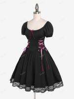 ROSEGAL Plus ขนาด Gothic Lace-Up Bow Lace Hem Party Dress ฤดูร้อนใหม่สุภาพสตรี Vintage Corset Dress เข่าความยาว Vestidos 5XL