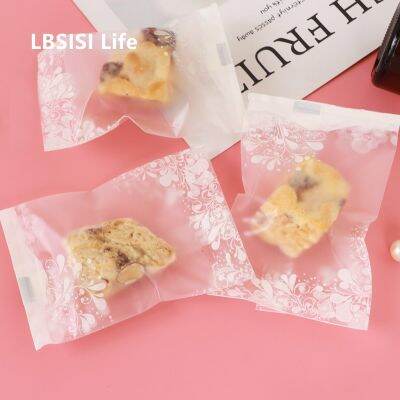 Gbsisi Life 100ชิ้นเครื่องทำเค้กของขวัญปาร์ตี้ถุงปิดสนิทมีน้ำค้างแข็งโปร่งใสดอกไม้สีขาวตังเม