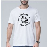 2019 Cotton Breathable Slim Fit Keep Calm Go Fishinger Tshirt Humor Carp Printing Men O-Neck Short Sleeve Tee Shirt