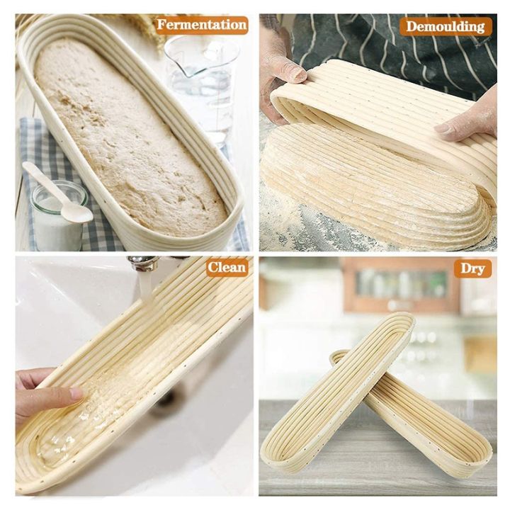 oval-bread-banneton-proofing-basket-baking-bowl-set-with-dough-scraper-linen-liner-cloth-silicon-brush-for-professional-amp-home-bakers