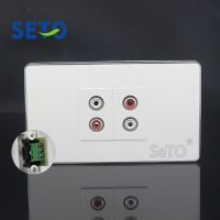 SeTo 120 Type Double Ports Red &amp; White Audio Panel Wall Plate Socket Keystone Faceplate