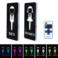 Unisex Funny LED Toilet Bathroom Signs Custom WC Restroom Door Signs Lighted Exit Sign For Shopping Mall Buildings Wall Stickers Decals