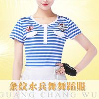 [COD] Cross-country navy sailor dance womens top new short-sleeved ghost step suit square team uniform