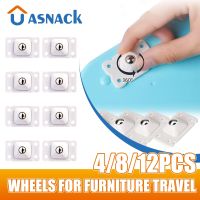 ✚ 12pcs Stainless Steel Wheels For Furniture Travel Roller Self Adhesive Furniture Caster Home Strong Load-bearing Universal Wheel