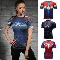 Ready Stock!women Quick Dry T-shirt Superhero Spiderman 3D Pattern Sports Gym Fits Bodybuilding Baju T-shirt Lelaki Murah Womens Fitness T-Shirt