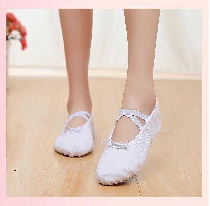 รองเท้าผ้าใบรองเท้าบัลเลต์หญิงสำหรับเด็กผู้หญิง-ยิมนาสติกบัลเลต์ครูสอนโยคะรองเท้าเต้นรำรองเท้าผ้าใบสีดำสีแดงสีชมพูสีขาว