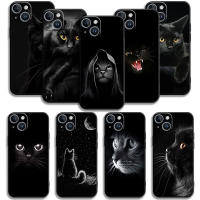 Cellular Phone Case For iPhone 14 13 12 11 Pro Max 6 6S 7 8 Plus X XS XR 12 13 Mini Soft Silicone Case Black Cat Staring Eye  Screen Protectors