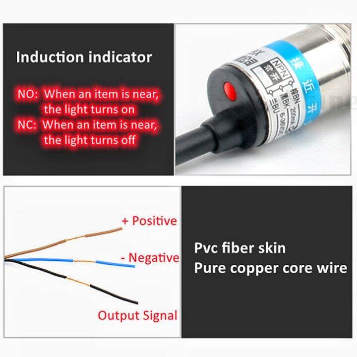 สวิตช์ความใกล้เคียงสีน้ำเงินสวิตช์ตรวจจับเซ็นเซอร์ความใกล้-npn-pnp-ไม่มีเอ็นซีสวิตช์เซ็นเซอร์โลหะตรวจวัดระยะทาง1-15มม