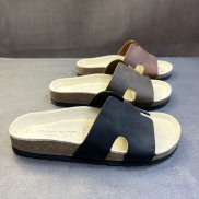 Dép đế trấu birken nam nữ unisex da bò sáp quai ngang chữ H bigsize 35