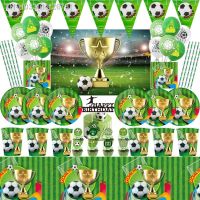 ♀◆◇ Football Soccer Birthday Party Decoration Boys Disposable Tableware Balloon Cup Plate Tablecloth Kids Baby Shower Party Supplies