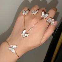 High Quality White Fritillaria Butterfly Necklace Ladies Sterling Silver Plated 18K Rose Gold Ring Knot Bracelet Pendant Chain Full Diamonds