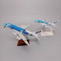 16เซนติเมตร20เซนติเมตรโลหะผสมญี่ปุ่น ANA แอร์บัส A380การ์ตูนเต่าทะเลสายการบิน D Iecast เครื่องบินรุ่นเครื่องบินเครื่องบินที่มีล้อสีฟ้า #007