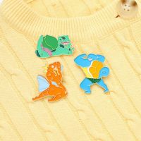 Cartoon origami Enamel Pin Custom Orange jellyfish green cute little dinosaur blue fitness turtle Badge Custom Jewelry Gifts