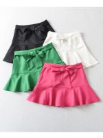 【CC】﹊  2023 Fashion With Bow Tied Ruffled Shorts Skirts Waist Side Female Skort