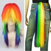 My Little Pony Rainbow Dash Cosplay Wig Multi Color Heat Resistanct Synthetic Hair Cosplay Costume Wigs + Wig Cap