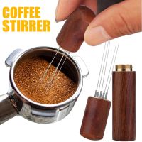 Coffee Stirrer Espresso Tamper Needle Stainless Steel Coffee Powder Stirrer Distributor Leveler Wood Handle Cafe Stirring Tools
