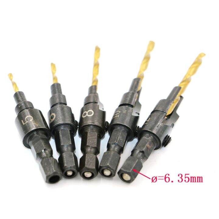 5ชิ้นชุดบิต-hss-countersink-drill-เปลี่ยนอย่างรวดเร็ว1-4-ก้านหกเหลี่ยมหัวสว่าน5-6-8-10-12เจาะเคาน์เครื่องมืองานไม้สกรู