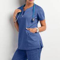 【CW】 New SPA Overalls Beautician Working Clothing Solid Sauna Bath Massage Carer Shirts Short Sleeved Uniforms Tooling Technician