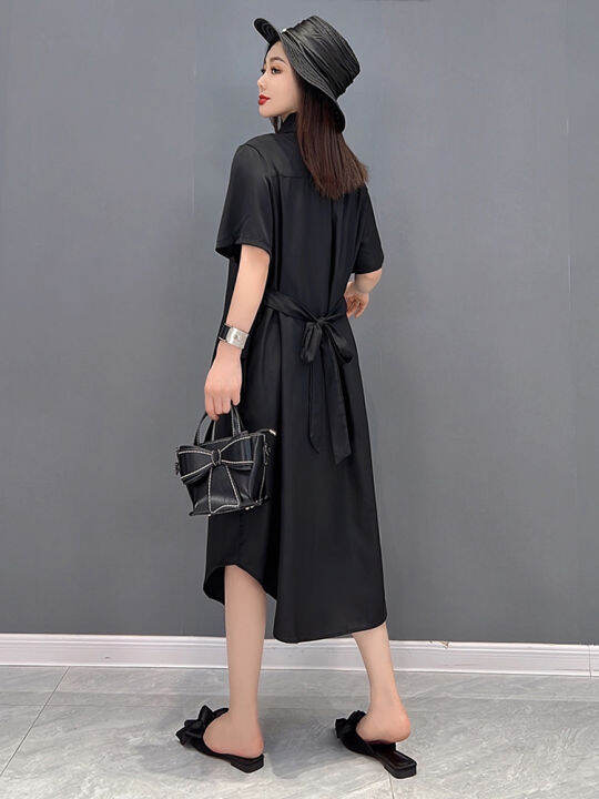 xitao-dress-women-loose-false-two-pieces-shirt-dress