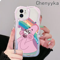 เคส Chenyyka สำหรับ iPhone 11 Pro 11 Pro Max เคสปลาดาวแพททริกลายการ์ตูนขอบคลื่นเนื้อครีมนิ่มเคสมือถือกันกระแทกแบบใสที่สร้างสรรค์เคสโปร่งใสลายกล้องถ่ายรูปซิลิกาเจลฝาครอบป้องกัน