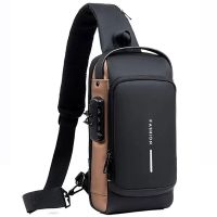 กระเป๋าสะพาย USB ป้องกันการโจรกรรมแบบมัลติฟังก์ชั่นสำหรับผู้ชาย Crossbody Travel Sling กระเป๋าหน้าอกสำหรับผู้ชาย Messenger