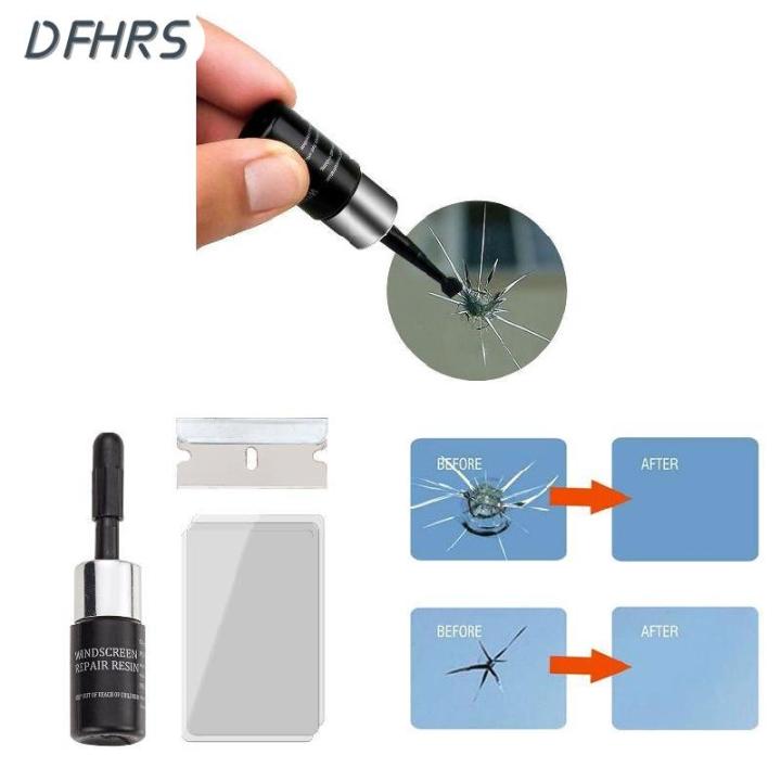 dfhrs-ชุดชุดซ่อมที่ปัดน้ำฝนกระจกรถยนต์น้ำยาการซ่อมแซมแตกรถยนต์เหมาะสำหรับชิปและรอยแตกของกระจกหน้ารถลามิเนต