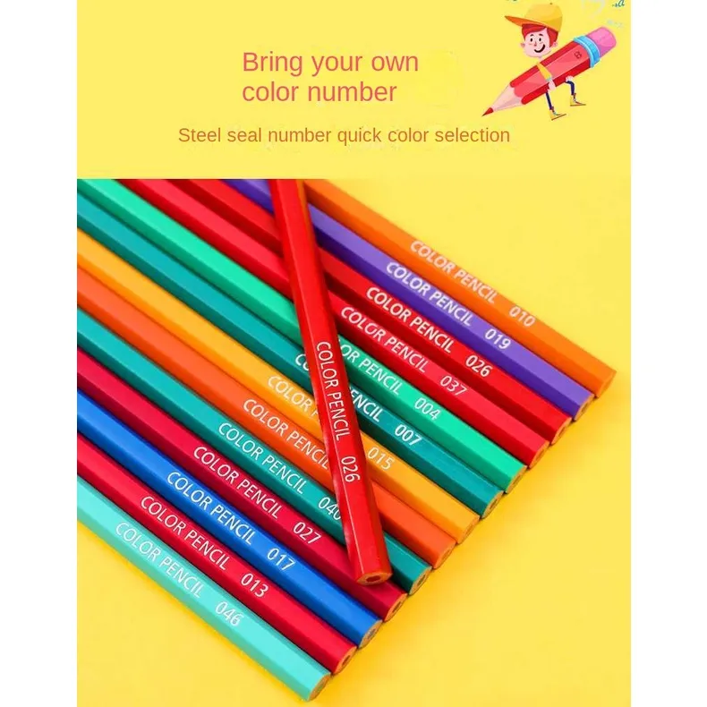 1pc 12/24 Colors Children's Sketching Wooden Colored Pencils. Erasable.  Ideal For Kids Student Drawing