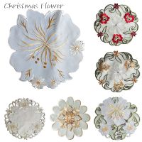 【CC】 Luxury Round Embroidery place mat flower pad dish dining tea placemat cup coaster doily kitchen