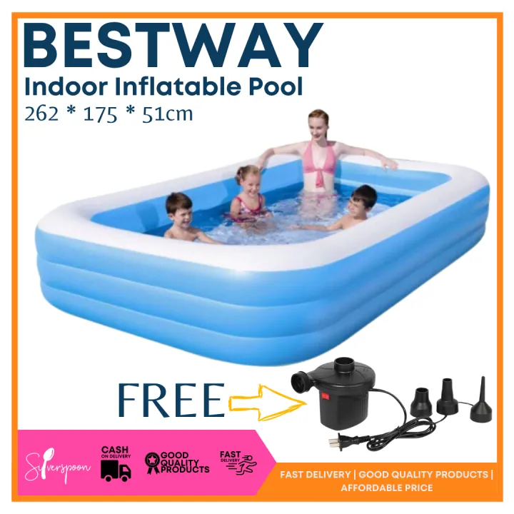 Silverspoon - Bestway 54006 Family Rectangular Inflatable Pool, 262 x ...