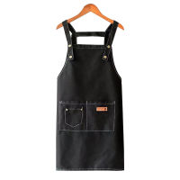 Womens kitchen canvas apron coffee shop waiter apron household baking accessories solid color sleeveless apron 70*70CM